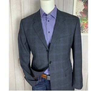 Paul Smith Men's Three Button Blazer Sports Coat Sport Jacket Size 40 Blue Check